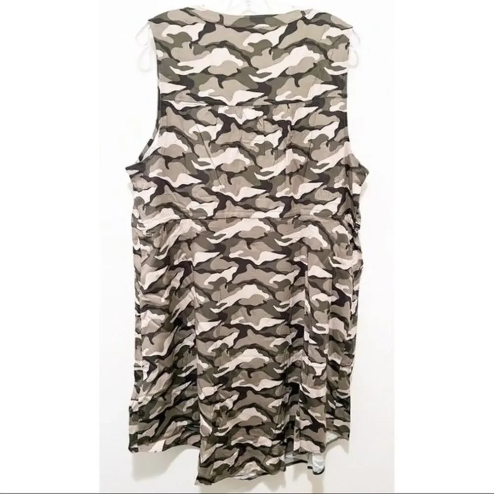 Torrid‎ Sleeveless Zip-Front Shirt Dress - Stretch Challis Camo NWT - Picture 6 of 8